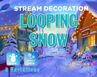 Snowing Stream Overlay Pack - Perfect Looping Snow w/ Transparent Background - Light & Heavy Snowfall Bundle - Instant Download - 1920x1080