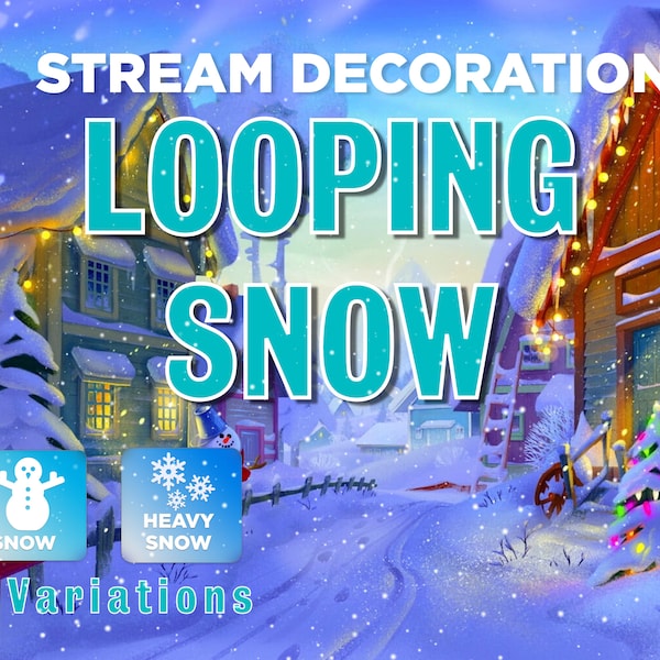 Snowing Stream Overlay Pack - Perfect Looping Snow w/ Transparent Background - Light & Heavy Snowfall Bundle - Instant Download - 1920x1080