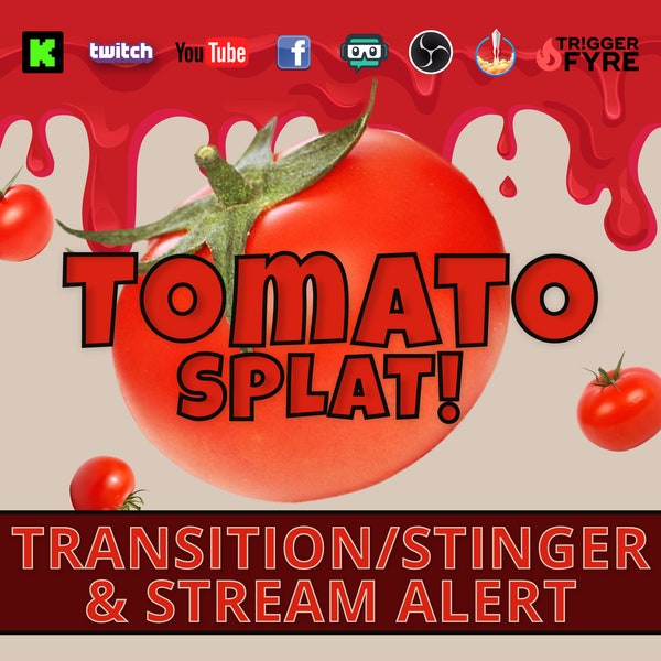 Tomato Splat - Scene Transition Stinger And Stream Alert - Full Screen 1920x1080 Animation with Transparent Background - Food Fight Effect