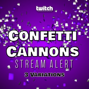Twitch Confetti Cannon Alerts Bundle - Full Screen Animated Overlays - 1920x1080 - Transparent Background - Sound -  3 Party Popper Effects!