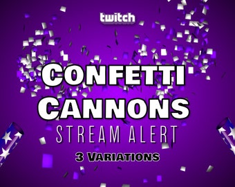 Twitch Confetti Cannon Alerts Bundle - Full Screen Animated Overlays - 1920x1080 - Transparent Background - Sound -  3 Party Popper Effects!