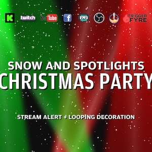 Christmas Party Stream Effect Pack - Snow and Spotlights Alert & Looping Overlays - Transparent Background - Instant Download - 1920x1080