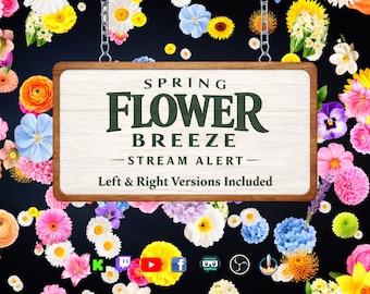 Allerta flusso di brezza di fiori primaverili - Sovrapposizione animata a schermo intero con sfondo trasparente - 1920x1080 - Download immediato - 2 varianti