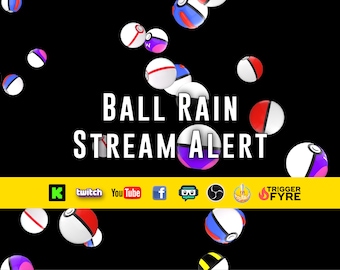 Alerta de transmisión de Monstruo Digital Atrapando Pelotas - Superposición animada de lluvia a pantalla completa con fondo transparente - Descarga instantánea - 1920x1080