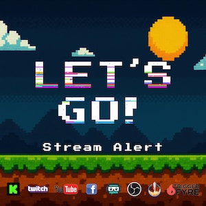 Let&#39;s Go! Stream Alert - Full Screen Animated Overlay with Transparent Background - 1920x1080 - Instant Download - Fun Channel Point Redeem!
