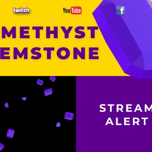 Amethyst Stream Alert - Full Screen Animated Overlay - 1920x1080 - Purple Gemstone Effect with Transparent Background - Donations & Cheers