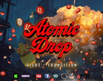 Atomic Drop Stream Alert & Scene Transition Stinger - With Sound - Full Screen Animated Overlay - Transparent Background - Instant Download