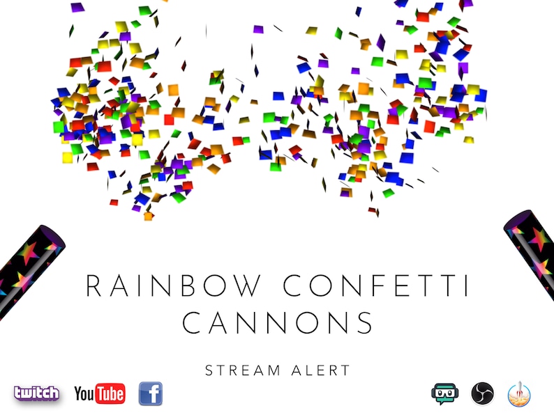 Confetti Stream Effect Rainbow Party Popper Cannons Sound Full Screen
