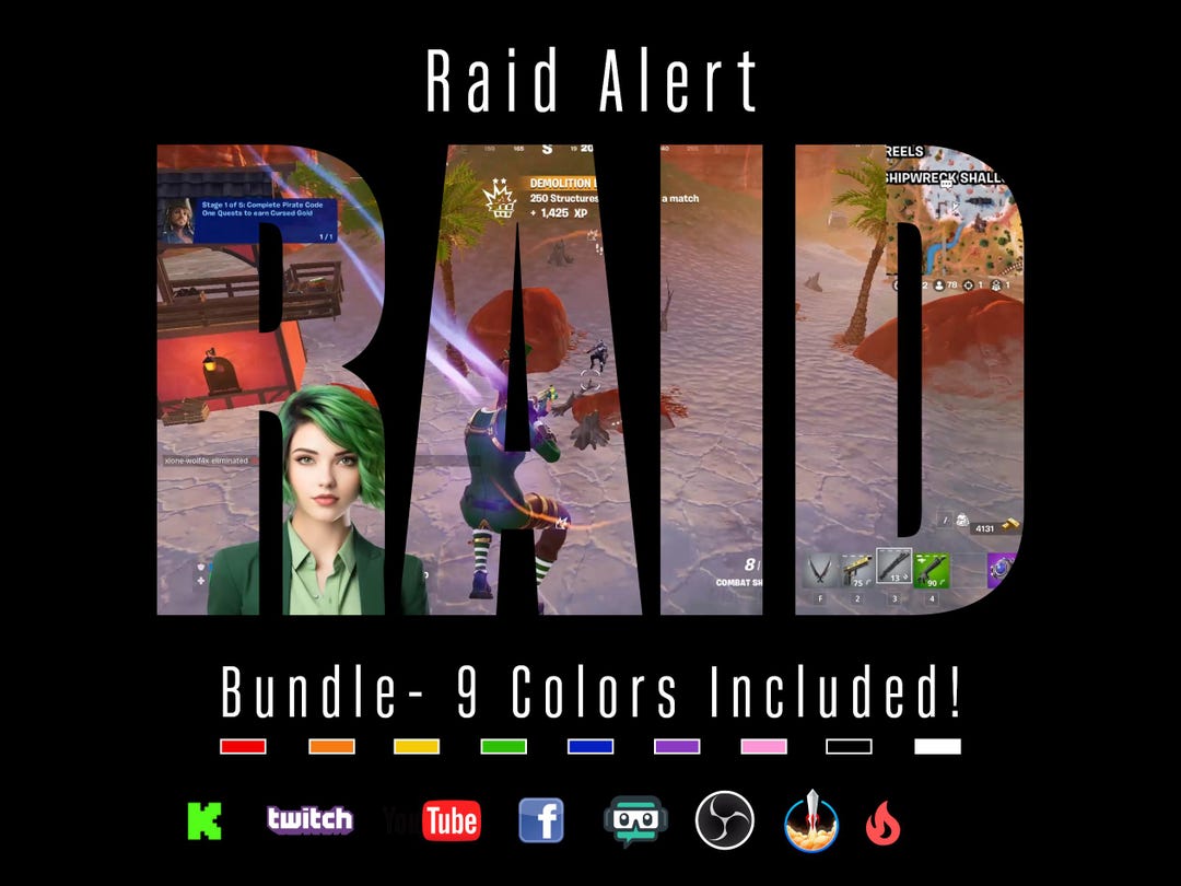 RAID Stream Alert Bundle Pack of Nine Full Screen Animated Overlays ...