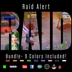RAID Stream Alert Bundle - Pack of Nine Full Screen Animated Overlays with Transparent Background - 1920x1080 - Instant Download - 9 Colors!