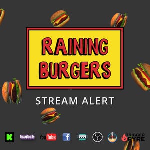 Raining Burgers Stream Alert - Full Screen 3D Cheeseburger Shower - 1920x1080 Animated Overlay - Transparent Background - Instant Download