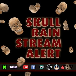 Skull Rain Stream Alert - Full Screen Animated Overlay w/ Transparent Background - Scary Halloween Animation - 1920x1080 - Instant Download