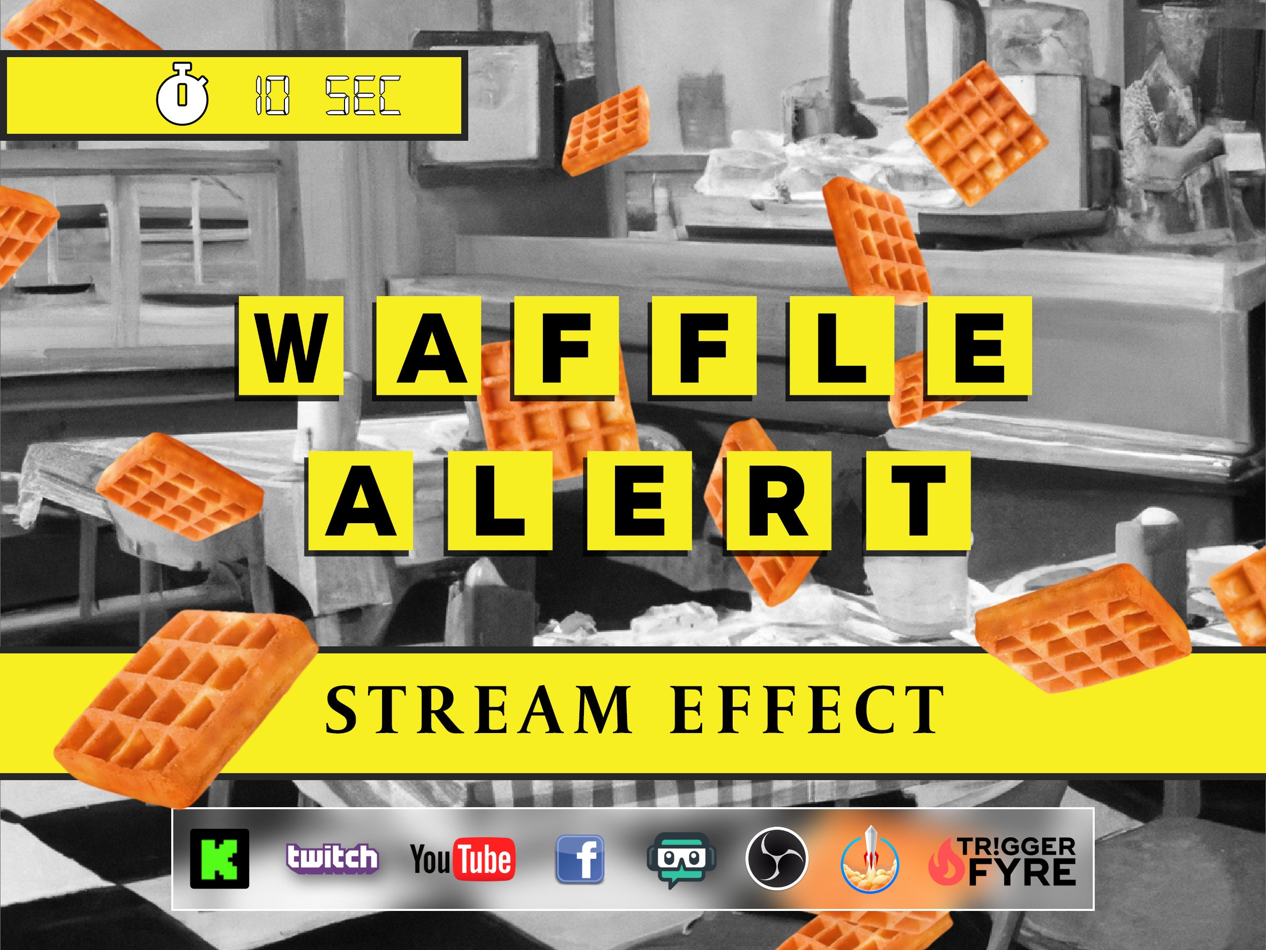 Waffle Drop Stream Alert Raining Waffles Effect 1920x1080 Full Screen