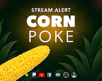 Avviso di streaming Corn Poke - Sovrapposizione animata a schermo intero con sfondo trasparente - 1920x1080 - Download immediato - Riscatto canale divertente