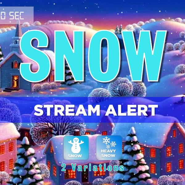 Snow Stream Alerts - Light & Heavy Snowfall Bundle - Full Screen Snowing Animation with Transparent Background - Aesthetic Cozy Winter Scene