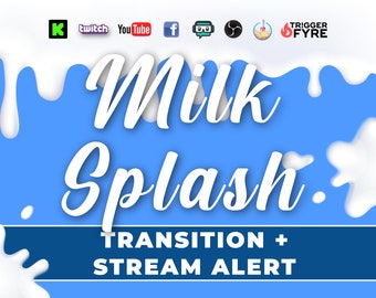 Milk Splash - Scene Transition Stinger & Stream Alert - Optional Sound - Full Screen 1920x1080 Animated Overlay with Transparent Background
