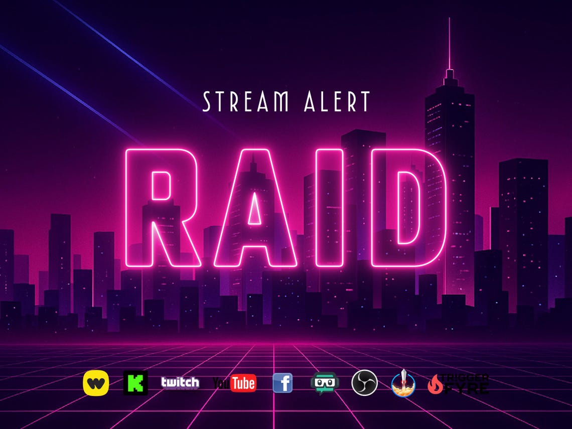 Raid Screen Neon Raid Stream Alert - Full Screen Animated Overlay With Transparent ...