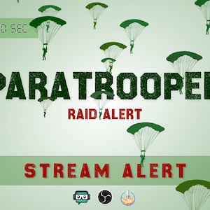 Raid Stream Alert - Paratroopers Dropping In - Full Screen Animated Overlay with Transparent Background - 1920x1080 - Instant Download