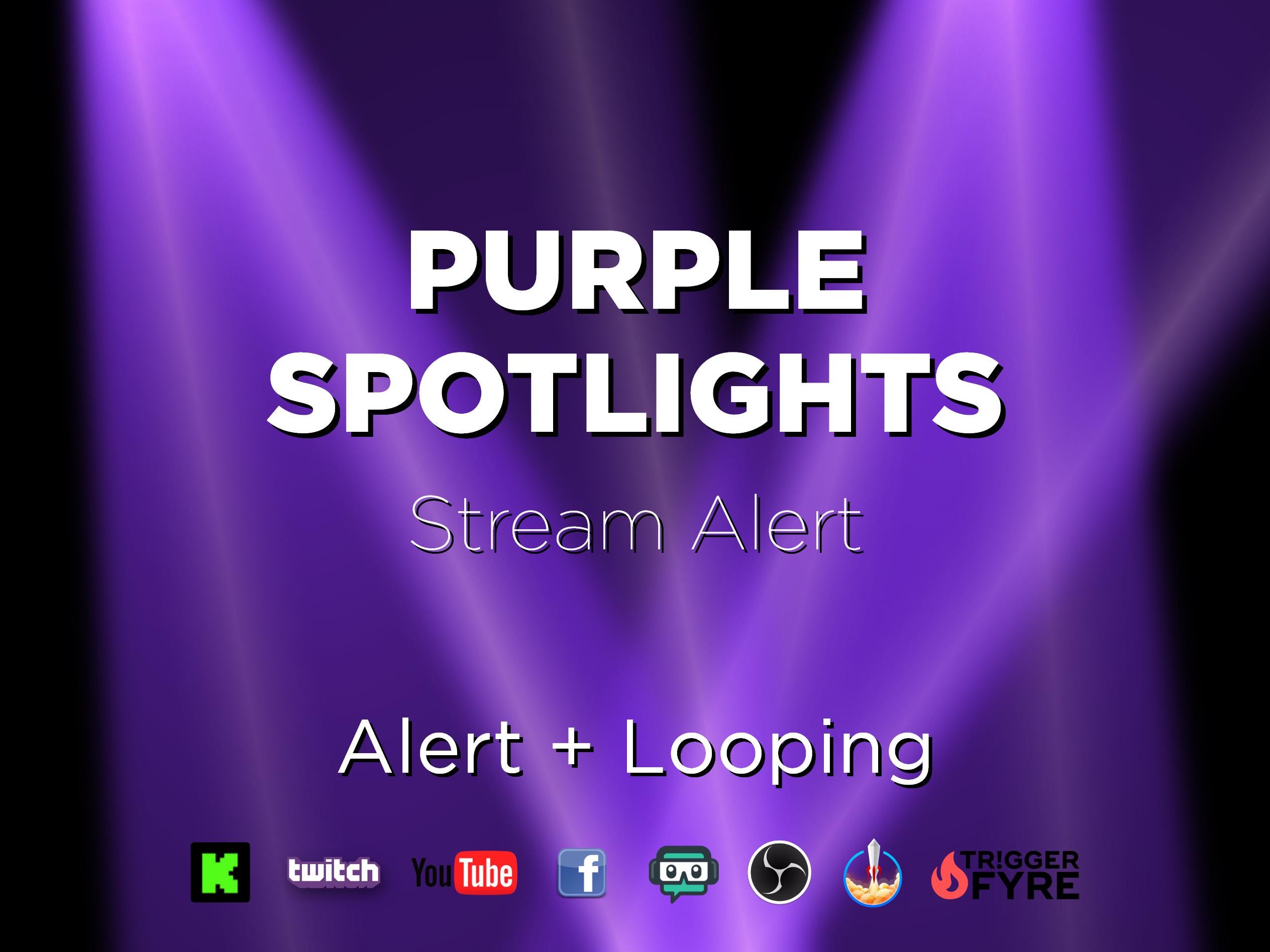 Purple Spotlights Stream Effects - Loop & Alert - 2 Full Screen Animated Overlays - Transparent Background - 1920x1080 - Instant Download