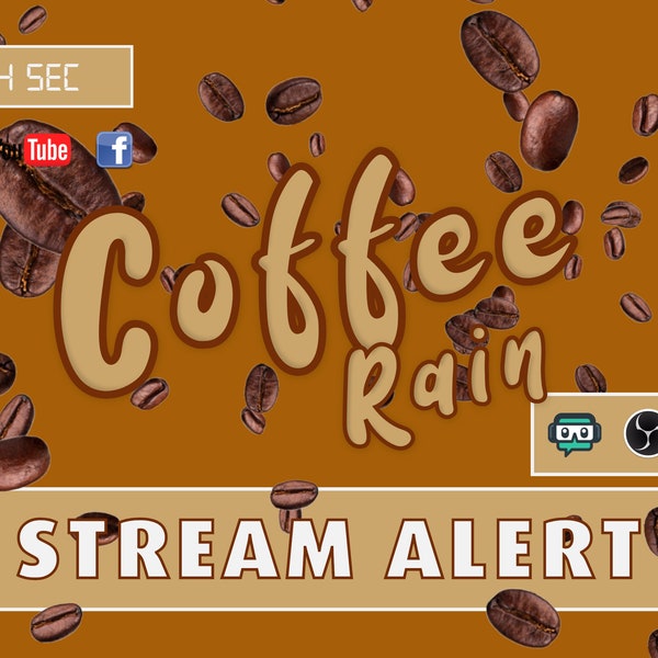 Coffee Bean Rain Stream Alert - Full Screen Animated Overlay with Transparent Background - 1920x1080 - Instant Download - Brew For Streamers