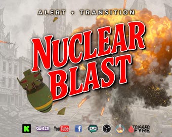 Allarme flusso di esplosione nucleare e transizione di scena Stinger - Suono - Sovrapposizione animata a schermo intero - Sfondo trasparente - Download immediato