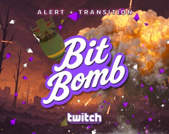 Bit Bomb Twitch Cheer Alert & Scene Transition Stinger - Sound - Full Screen Animated Overlay with Transparent Background - Instant Download