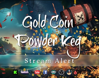 Goldmünze Pulverfassspendenbenachrichtigung - Vollbild animiertes Stream Overlay mit transparentem Hintergrund - 1920x1080 - Instant Download - Ton