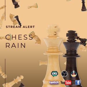 Chess Rain Stream Alert - Animated Overlay with Transparent Background - Full Screen Chessman Animation - 1920x1080 - Instant Download - FUN
