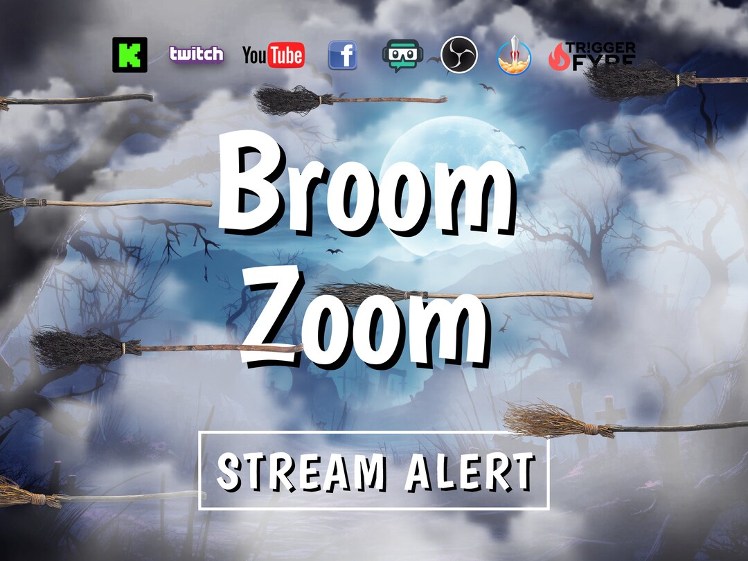 Broom Zoom Stream Alert Witch Brooms Flying Effect Full Etsy