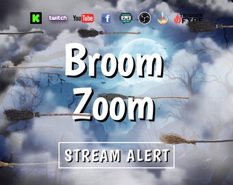 Broom Zoom Stream Alert - Spooky Halloween Effect - Full Screen Animated Overlay - Transparent Background - Instant Download - 1920x1080