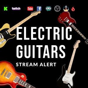 Electric Guitars Stream Alert - Full Screen Animated Overlay with Transparent Background - 1920x1080 - Instant Download - Fun & Easy To Use!