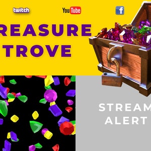 Treasure Drop Stream Alert - Full Screen Animated Overlay - 1920x1080 Colorful Gems Effect w/Transparent Background - FUN - Instant Download