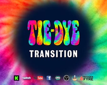 Transizione streaming Tie-Dye - Pungiglione vorticoso arcobaleno - Sovrapposizione a schermo intero 1920x1080 - Download immediato - Effetto cambio scena groovy
