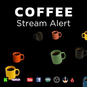 Coffee Stream Alert - Full Screen Animated Java Cup Rain Overlay with Transparent Background - 1920x1080 - Instant Download - Perky Fun
