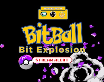 Alerta de animación de Twitch de M Bit Ball: superposición de transmisión animada de pantalla completa con fondo transparente: descarga instantánea, 1920 x 1080, ¡efecto divertido!