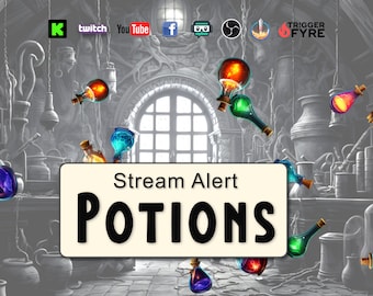 Potions Stream Alert - Animated Halloween Overlay with Transparent Background - Full Screen 1920x1080 - Instant Download - Spoopy Animation