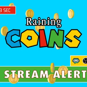 Raining Coins Stream Alert - Full Screen Animated Overlay with Transparent Background - Donation & Tip Effect - 1920x1080 - Instant Download