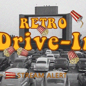 Retro Movie Snack Drop Overlay - Drive-In Theater Rain Animated Full Screen Transparent Alert - Stream Deck - Vintage Popcorn Soda - Twitch