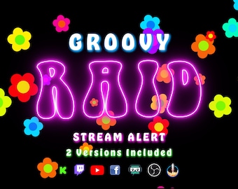 Pacchetto Groovy Raid Alert - Sovrapposizione animata a schermo intero con sfondo trasparente - Include 2 varianti - Download immediato - 1920x1080