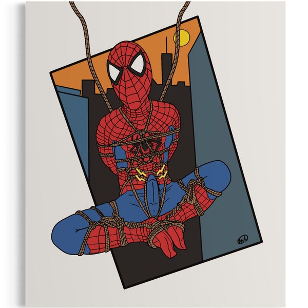 Bound Senses - Hangable Wall Art Digital illustration Original Art hangable wall art Design Adult Mature Theme Spiderman Fan Art Erotic