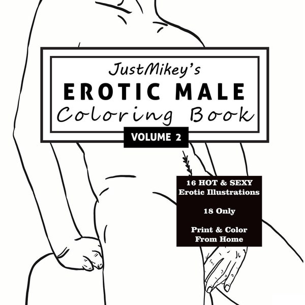 Erotic Male Adult Coloring Book Volume 2 - Downloadable Printable Wall Art Digital illustration Original Art Design Homoerotic Gay Queer Fun