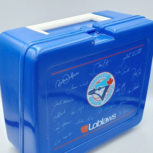 Toronto Blue Jays SGA lunch box (1990s) vintage Loblaws Schneiders gameday giveaway, Joe Carter Paul Molitor