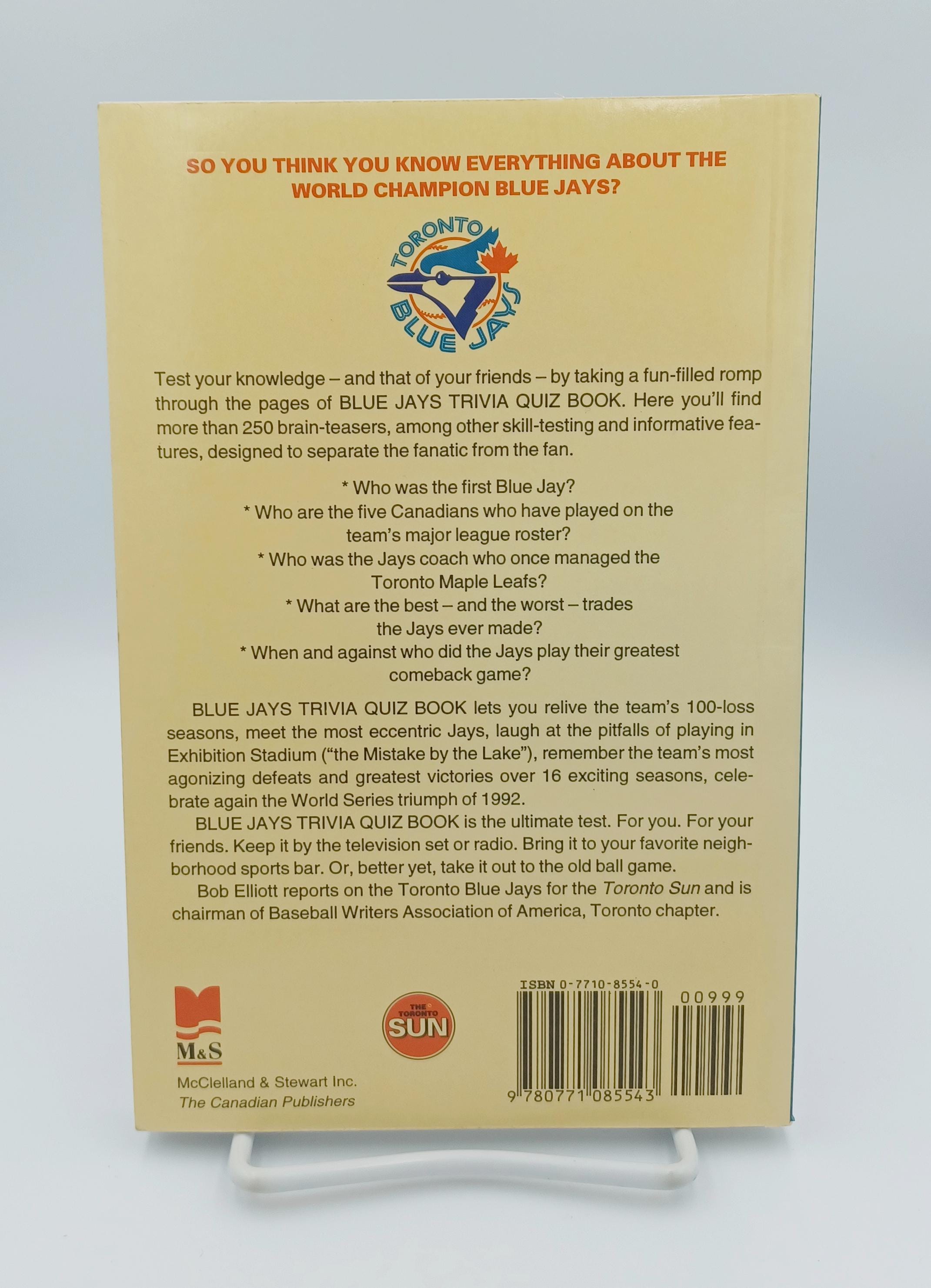Blue Jays Trivia Quiz Book (1993) Bob Elliott, Vintage Nonfiction Book ...