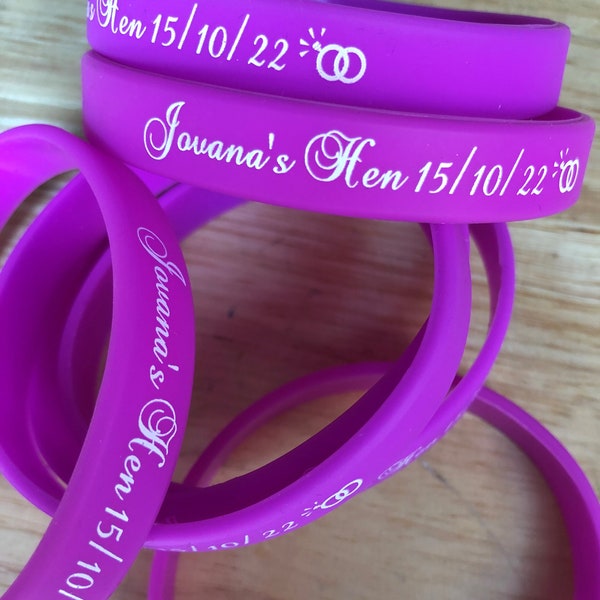 Personalised silicone wristbands birthday party hen night bachelorette gifts wedding favours