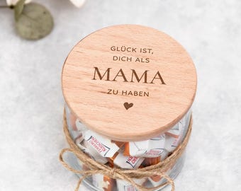 Geschenk für Mama – Glas mit Gravur Glück ist dich als Mama zu haben – Geschenkidee Muttertag Geburtstag, Muttertagsgeschenk