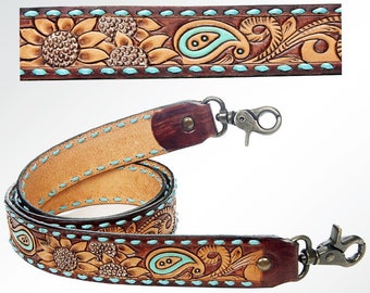 Western Hand Tooled Leather Purse Strap, Cowhide Purse Strap, Genuine Leather Purse Strap, Genuine Cowhide Strap