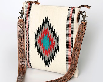 Western Purse, Genuine Leather Purse, Leather Purse, Saddle Blanket Purse, Western Crossbody Purse, Cowhide Purse, Serape Crossbody Purse