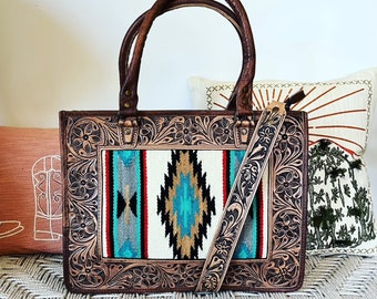 Western Purse, Hand Tooled Leather Purse, Western Tote Bag, Genuine Leather Crossbody, Cowhide Purse, Western Crossbody Purse