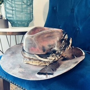 Distressed Felt Hat Etsy