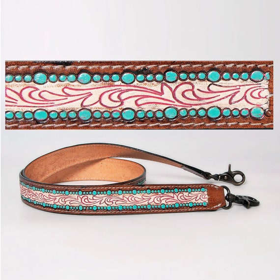 Womens Western Hand Tooled Leather Purse Strap, Western Purse